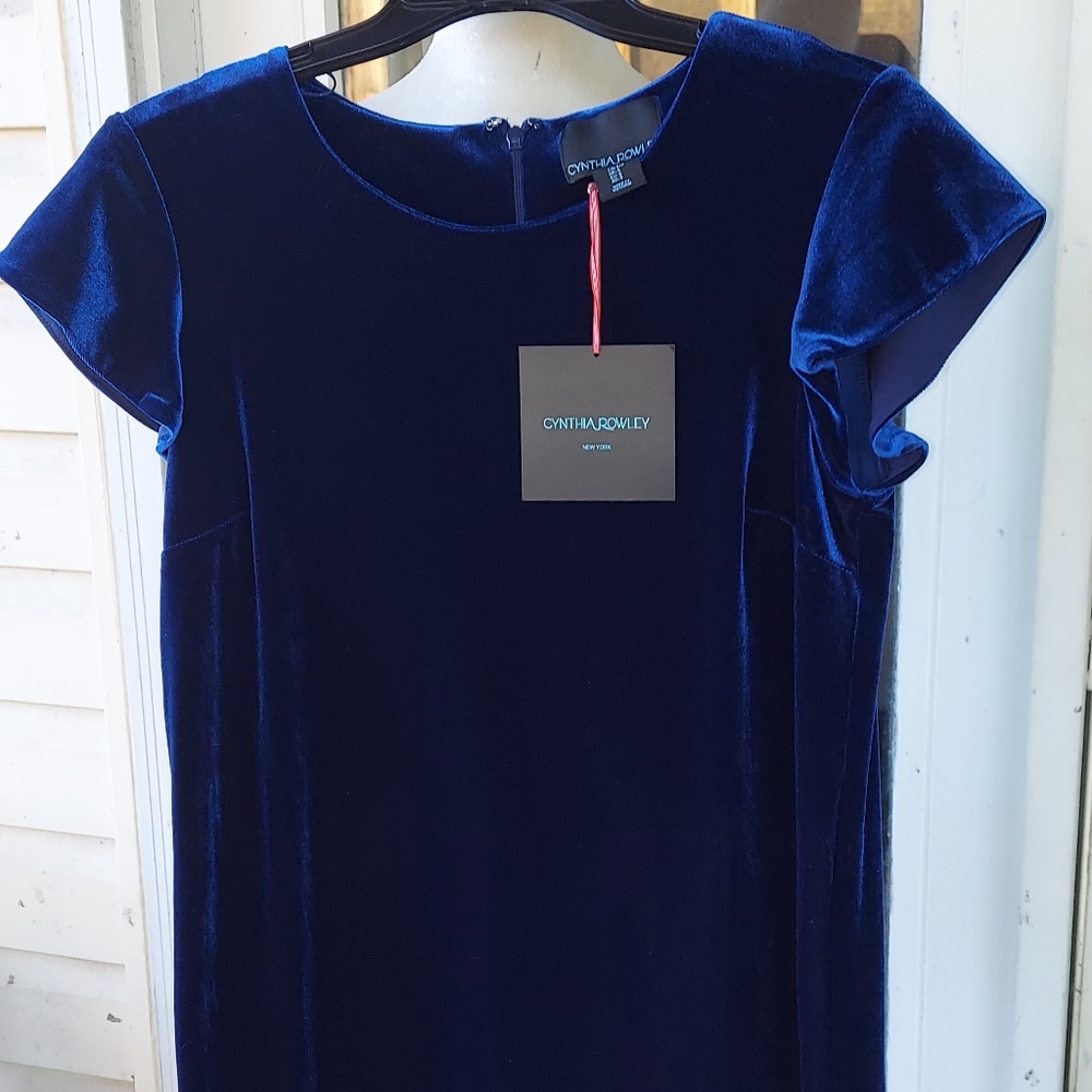 Brand New Cynthia Rowley Navy Velvety Dress size small